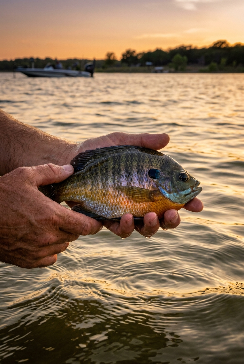 Bluegill fishing on Aquilla Lake, Texas
