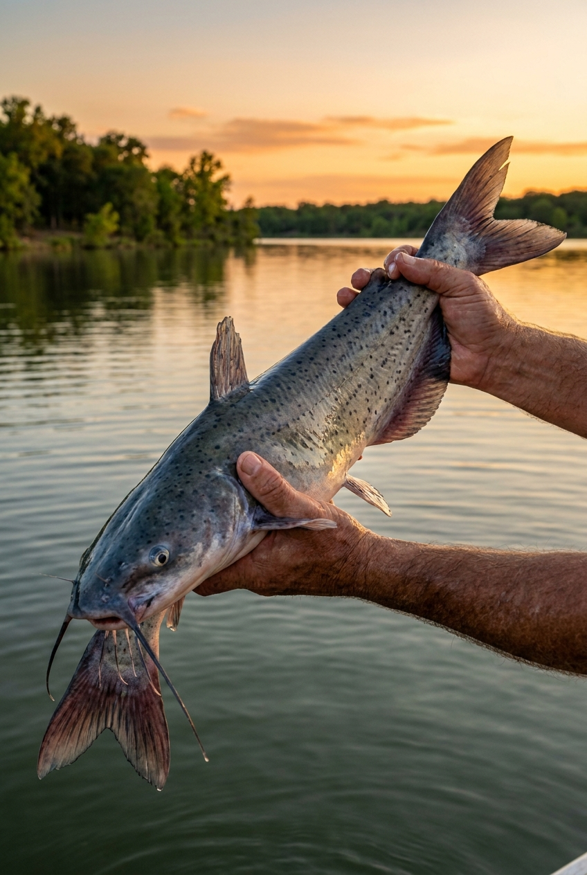 Channel Catfish fishing on Aquilla Lake, Texas