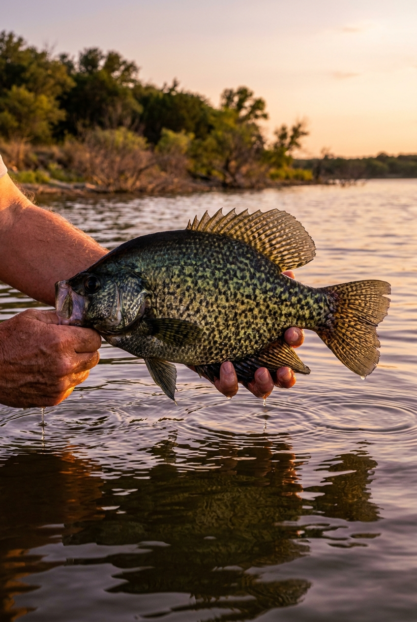 Crappie fishing on Aquilla Lake, Texas