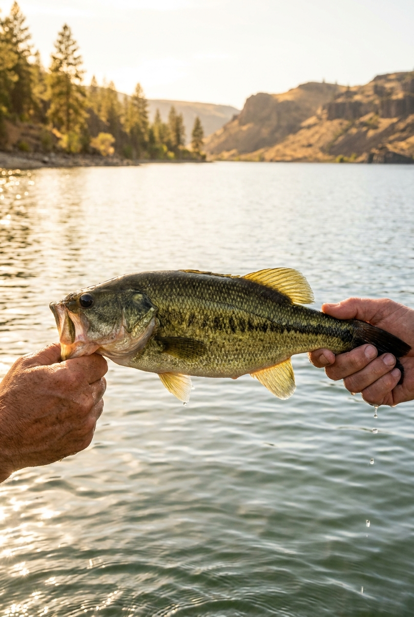 Largemouth Bass fishing on Banks Lake, Washington