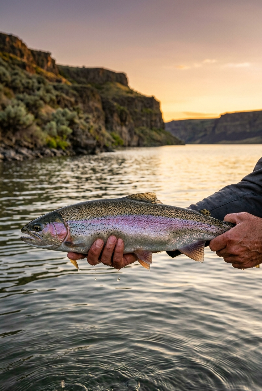 Rainbow Trout fishing on Banks Lake, Washington