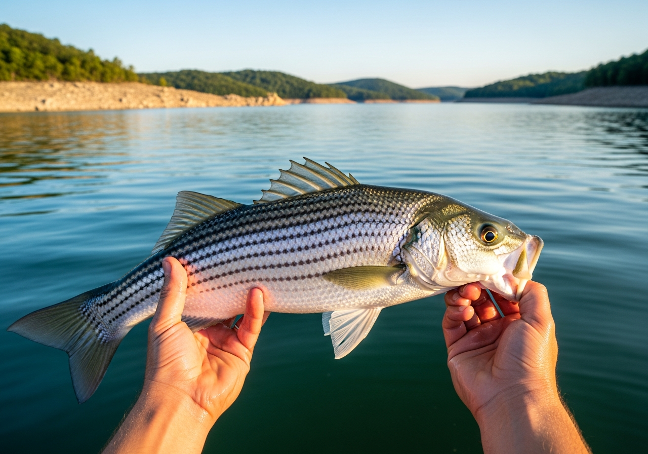 Striped Bass fishing on Beaver Lake, Arkansas