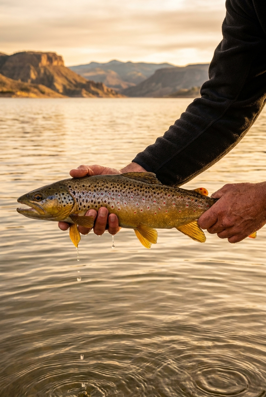 Brown Trout fishing on Blue Mesa Reservoir, Colorado