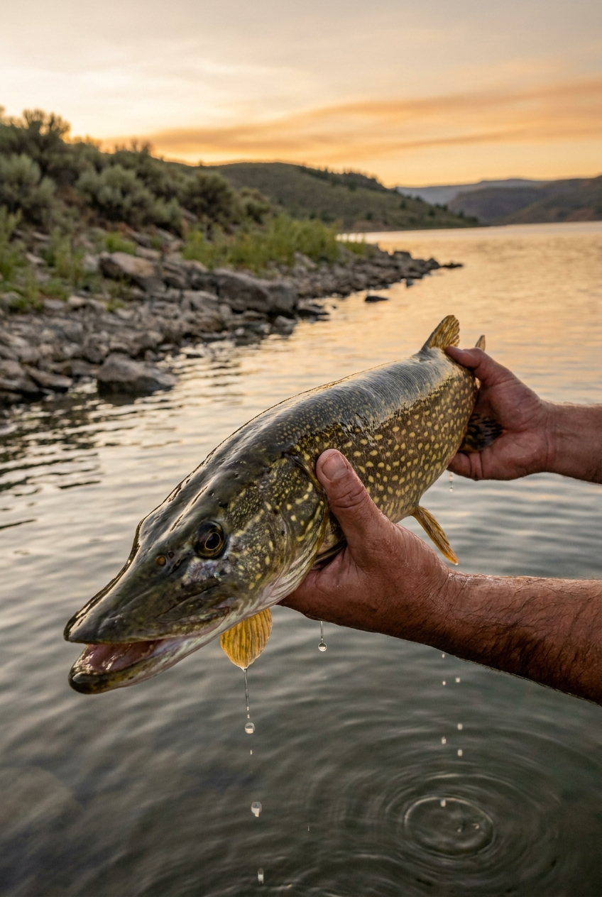 Northern Pike fishing on Blue Mesa Reservoir, Colorado