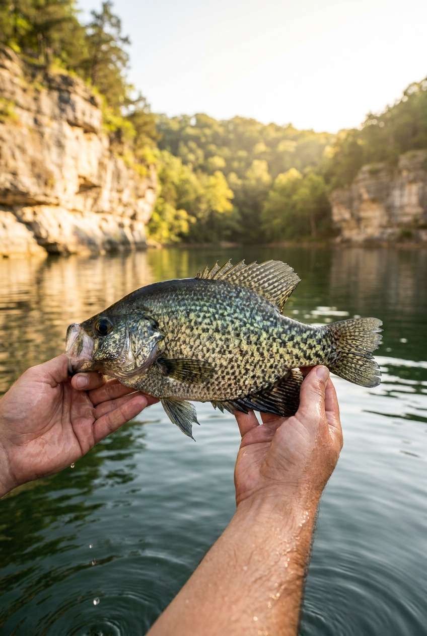 Crappie fishing on Bull Shoals Lake, Arkansas
