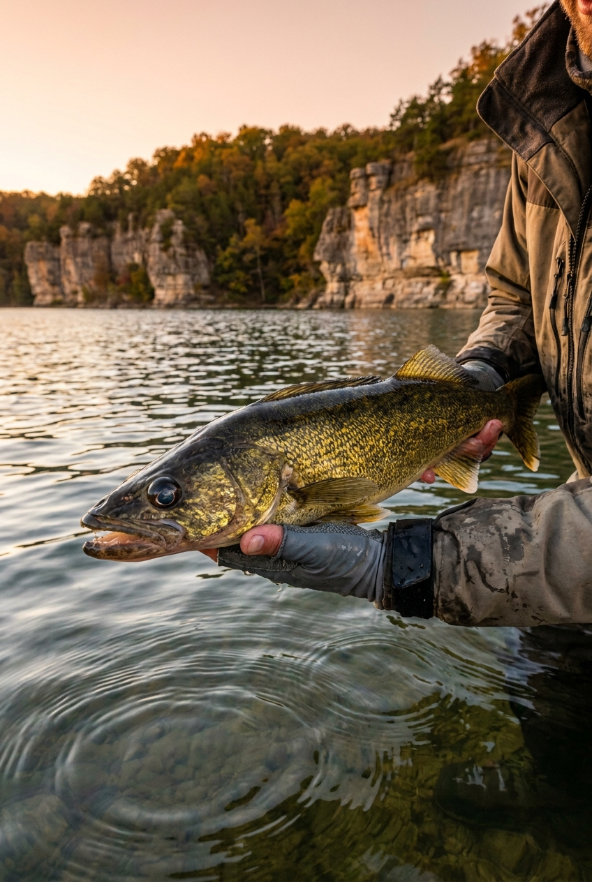 Walleye fishing on Bull Shoals Lake, Arkansas
