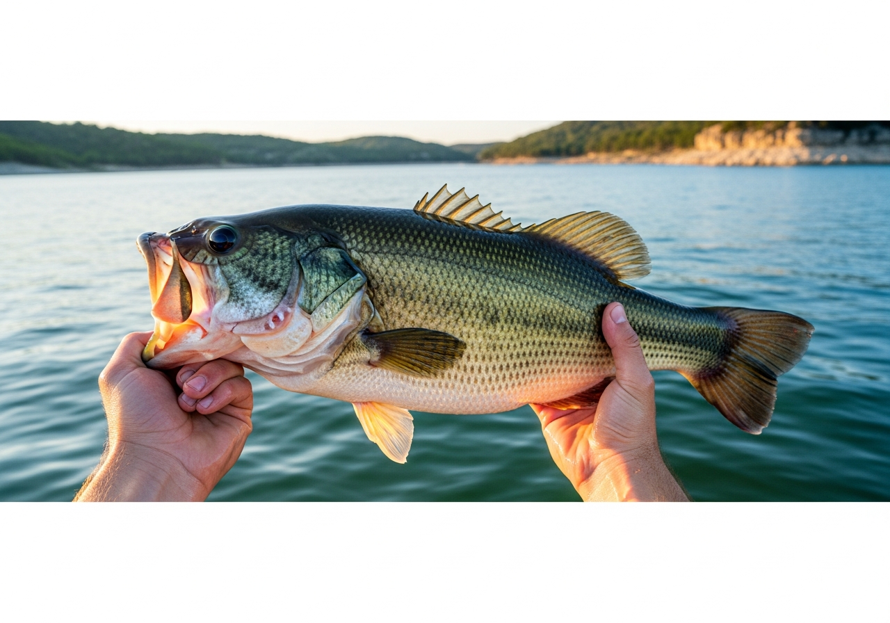 Largemouth Bass fishing on Canyon Lake, Texas