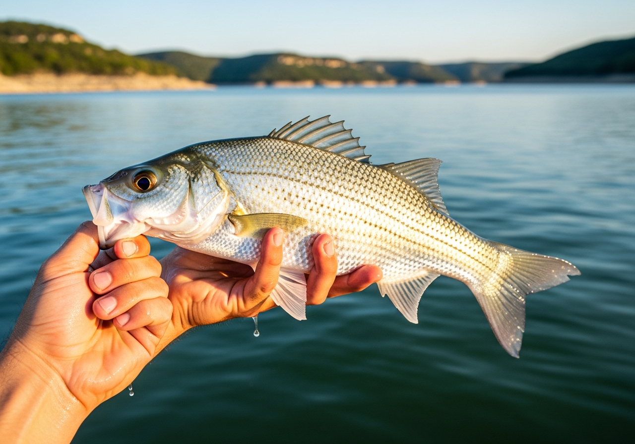 White Bass fishing on Canyon Lake, Texas