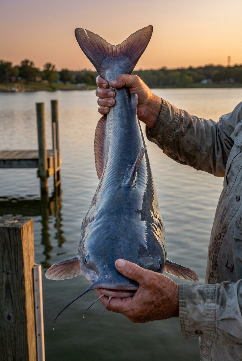 Blue Catfish fishing on Cedar Creek Lake, Texas
