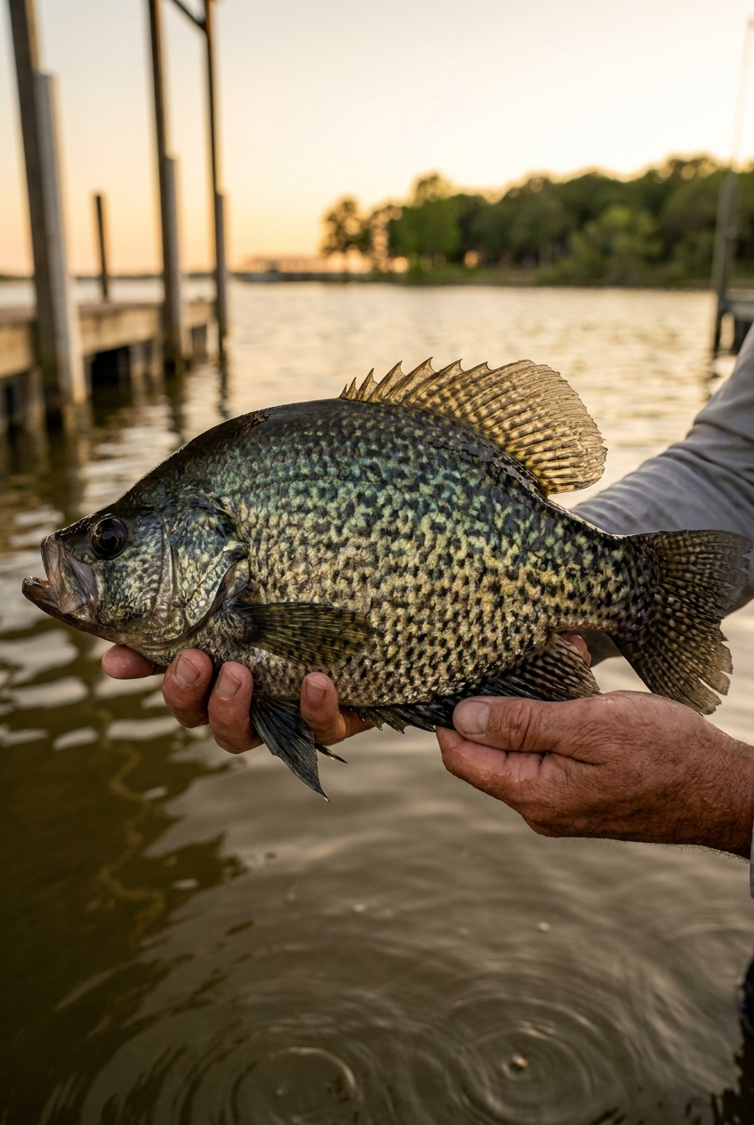 Crappie fishing on Cedar Creek Lake, Texas