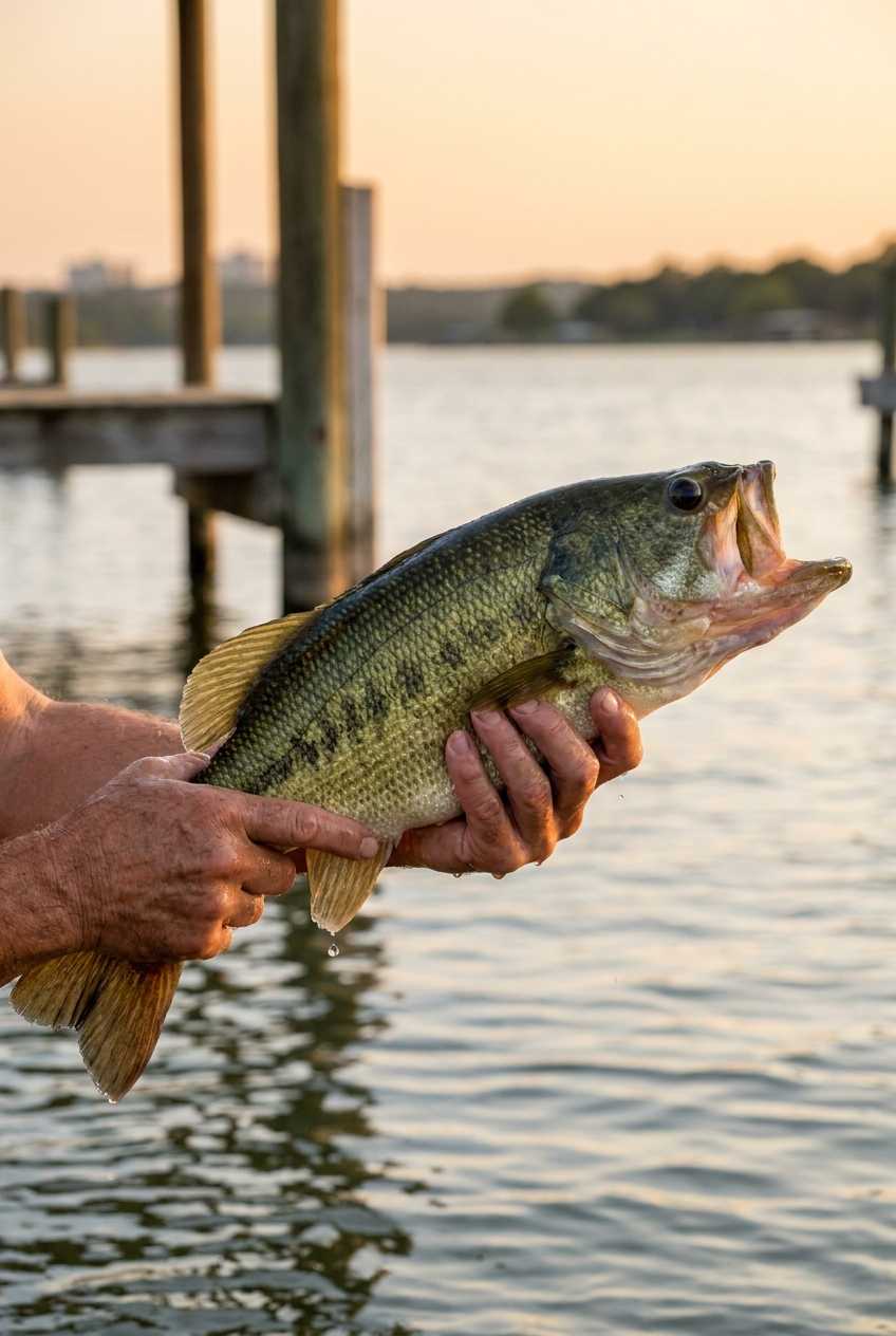 Largemouth Bass fishing on Cedar Creek Lake, Texas