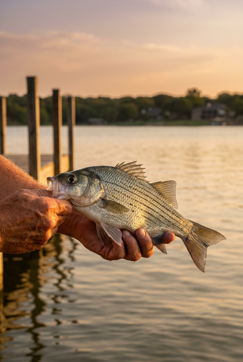 White Bass fishing on Cedar Creek Lake, Texas