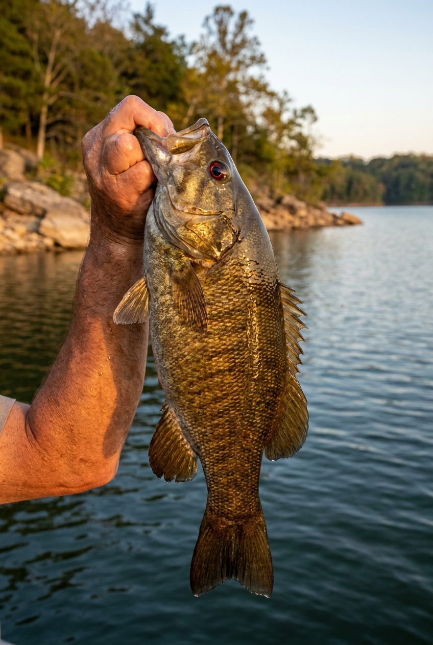Smallmouth Bass fishing on Center Hill Lake, Tennessee