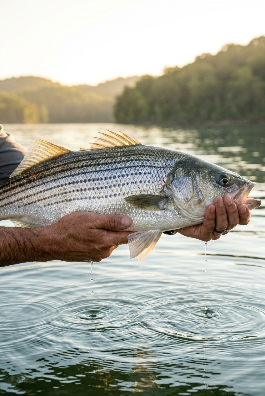 Striped Bass fishing on Center Hill Lake, Tennessee