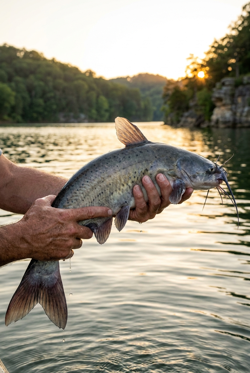 Channel Catfish fishing on Cherokee Lake, Tennessee