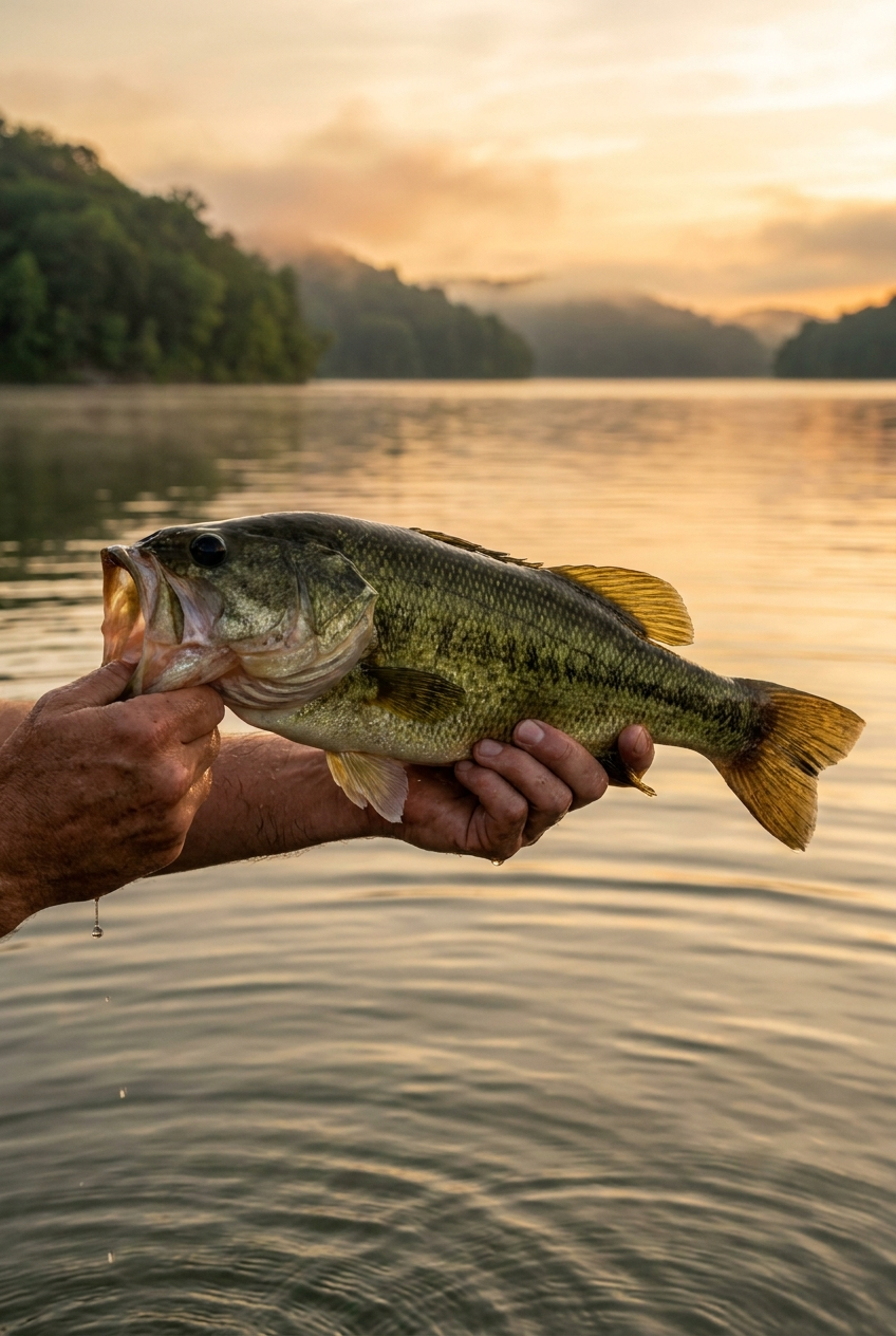 Largemouth Bass fishing on Cherokee Lake, Tennessee