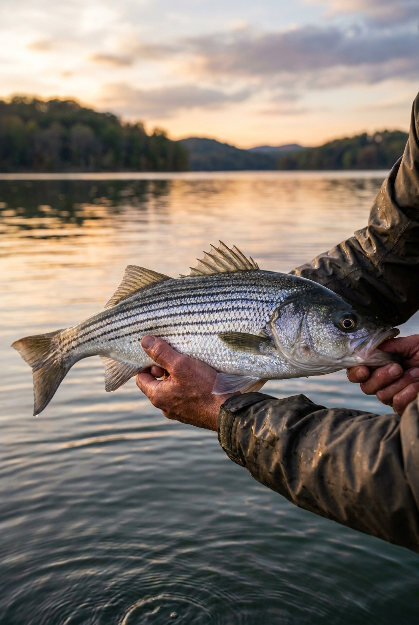 Striped Bass fishing on Cherokee Lake, Tennessee
