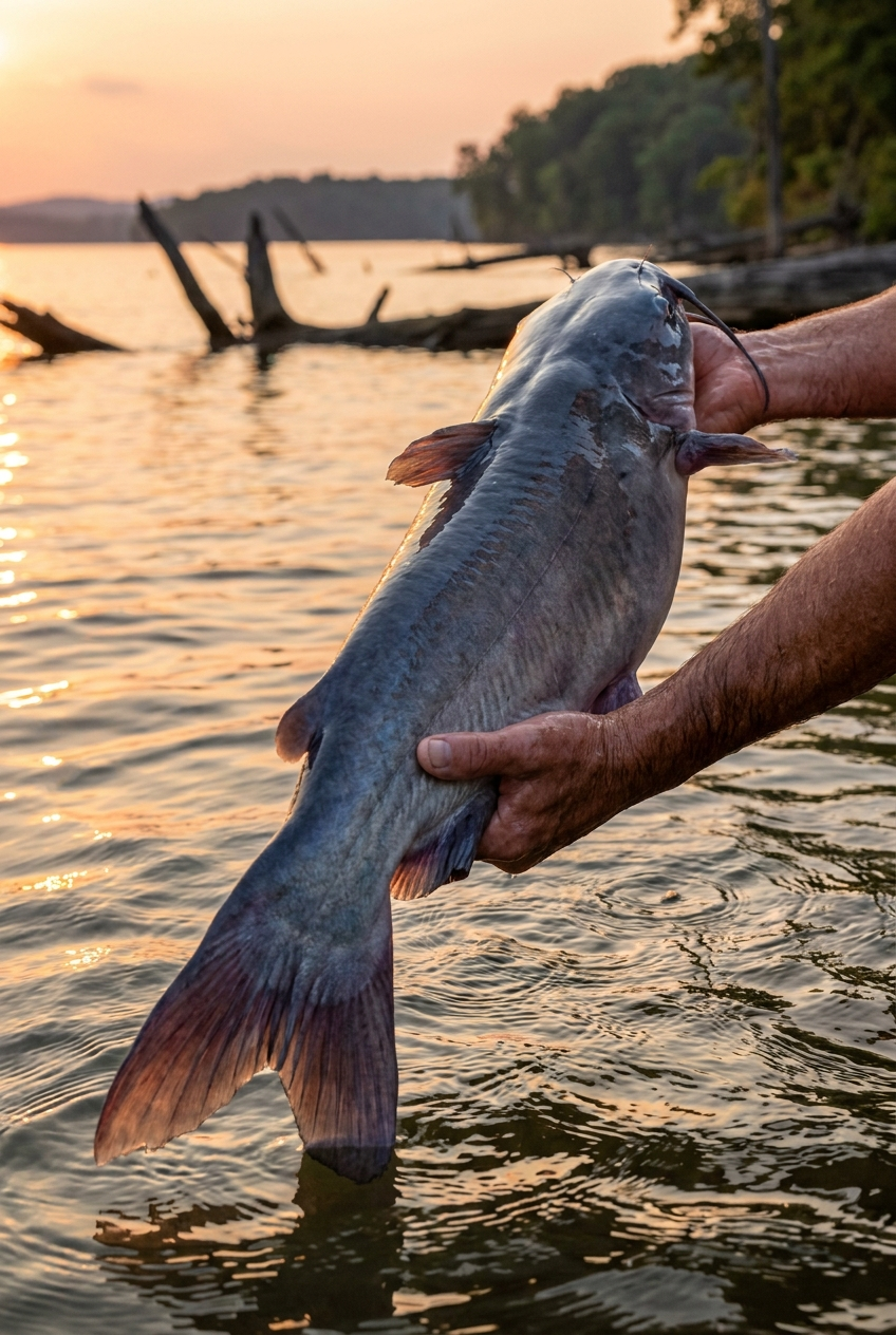 Blue Catfish fishing on Chickamauga Lake, Tennessee