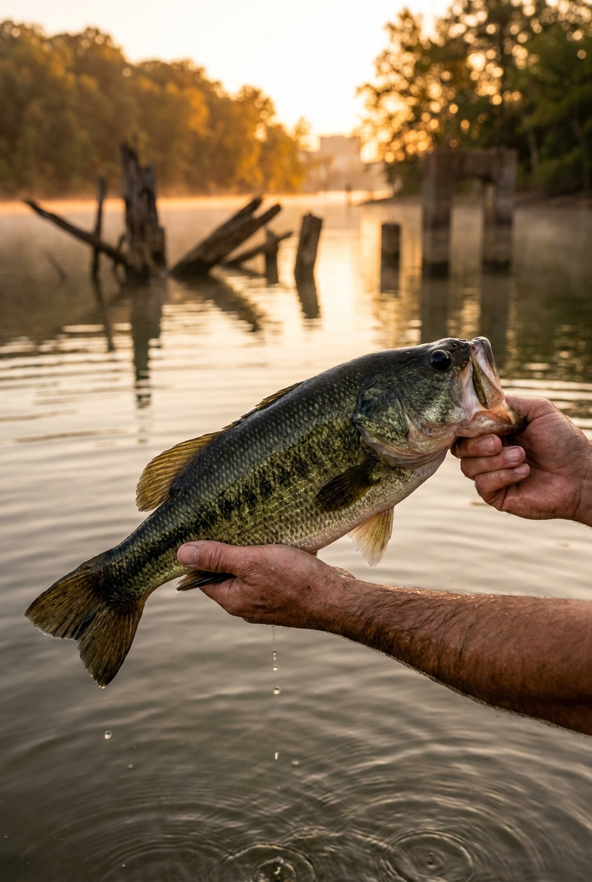 Largemouth Bass fishing on Chickamauga Lake, Tennessee