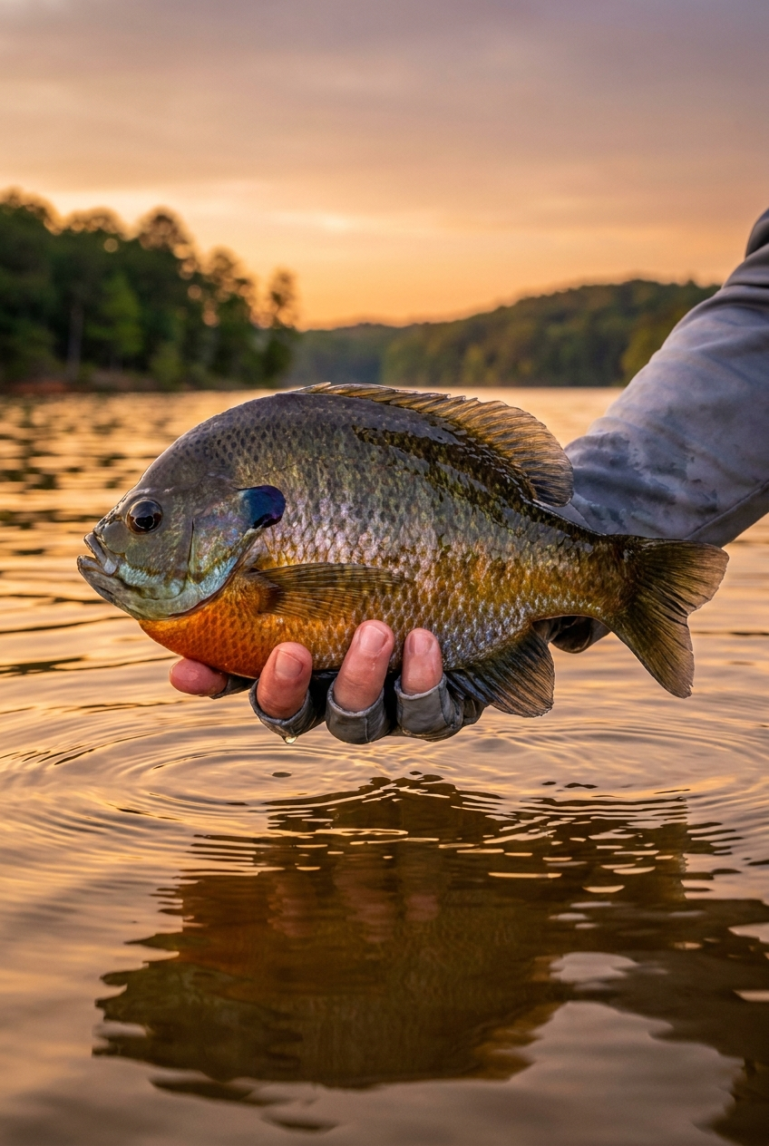 Bluegill fishing on Clarks Hill Lake, South Carolina