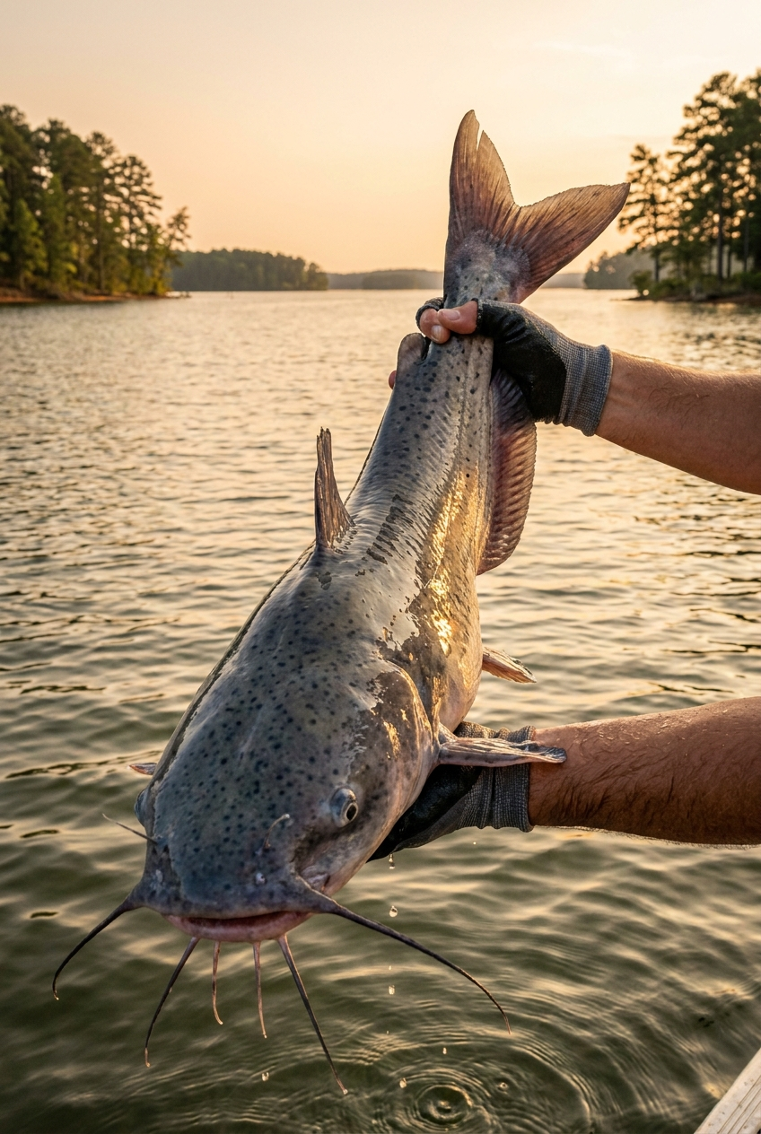 Channel Catfish fishing on Clarks Hill Lake, South Carolina
