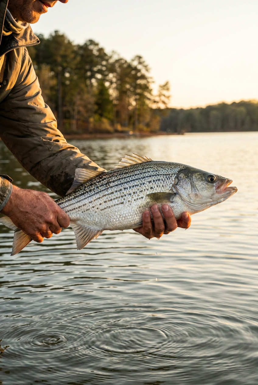 Hybrid Striped Bass fishing on Clarks Hill Lake, South Carolina