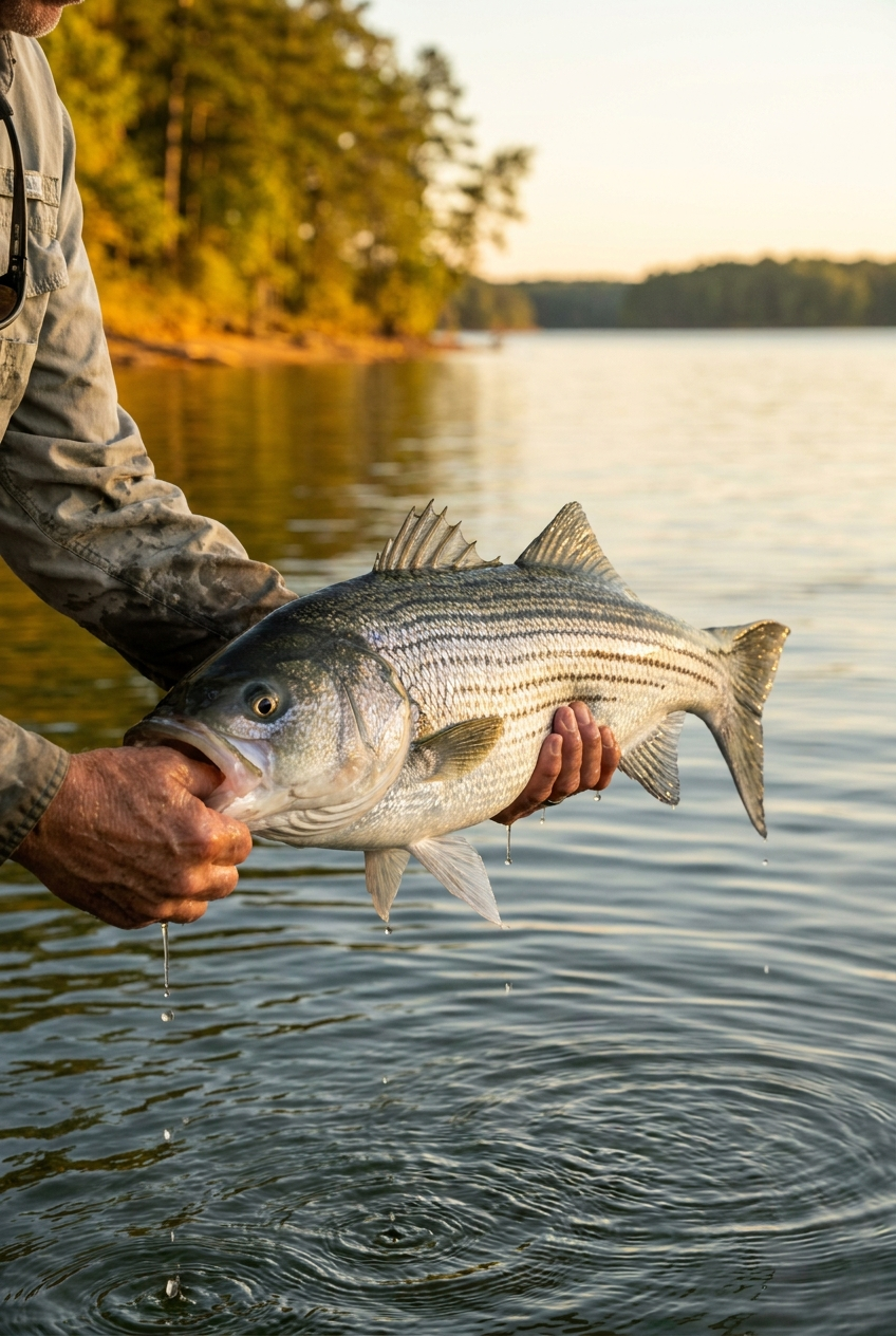 Striped Bass fishing on Clarks Hill Lake, South Carolina