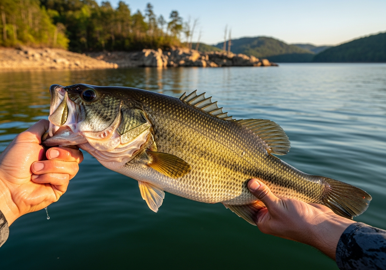 Largemouth Bass fishing on Dale Hollow Lake, Tennessee