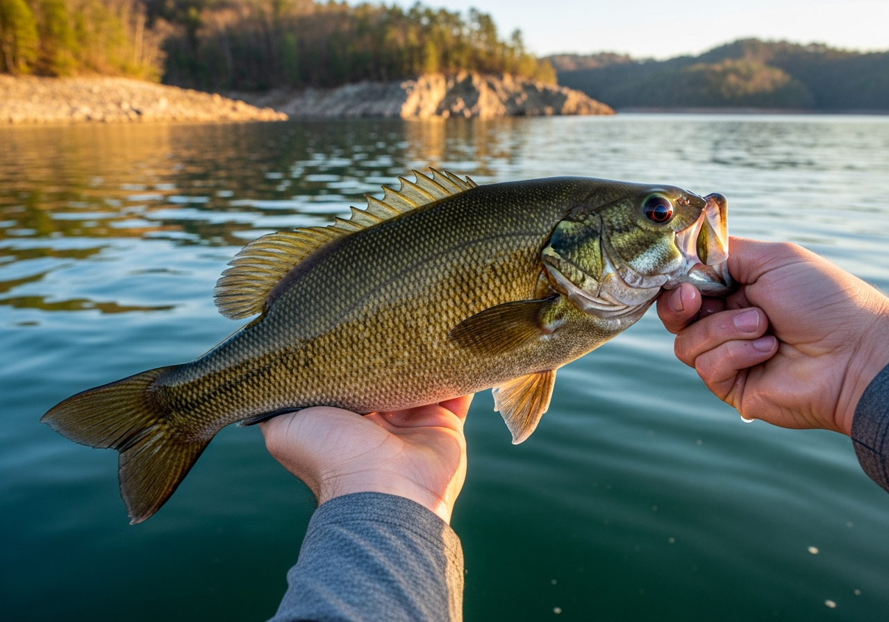 Smallmouth Bass fishing on Dale Hollow Lake, Tennessee