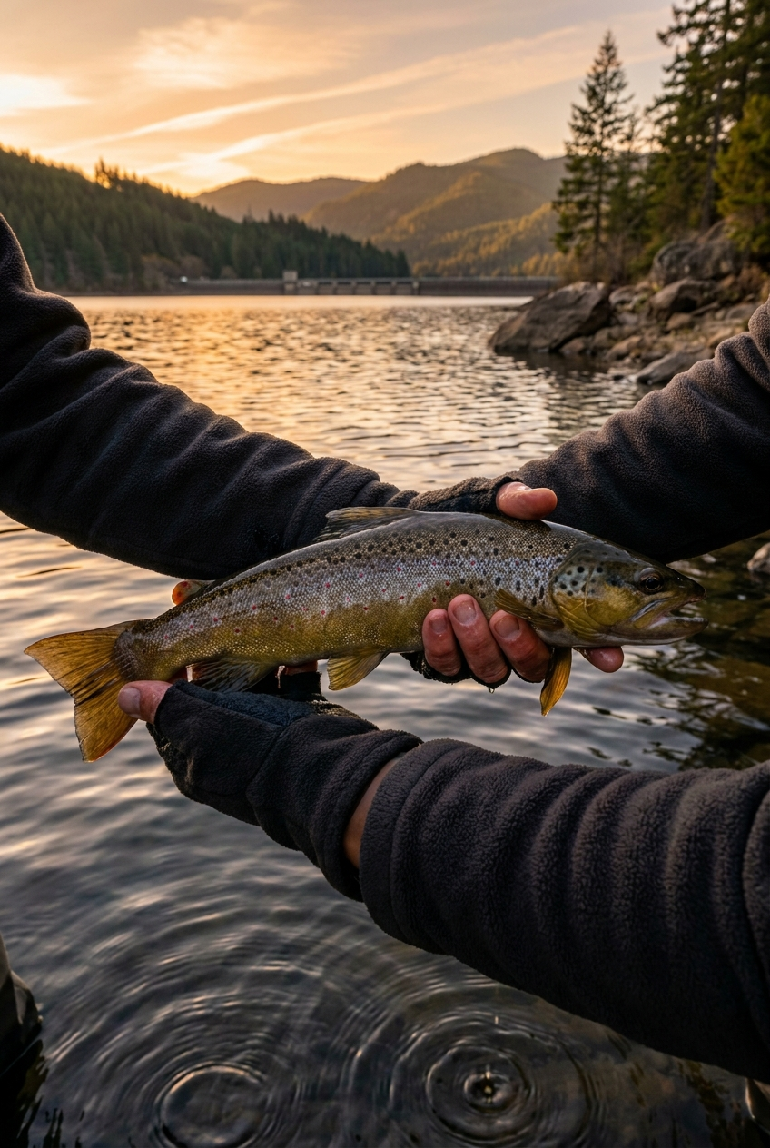 Brown Trout fishing on Detroit Lake, Oregon