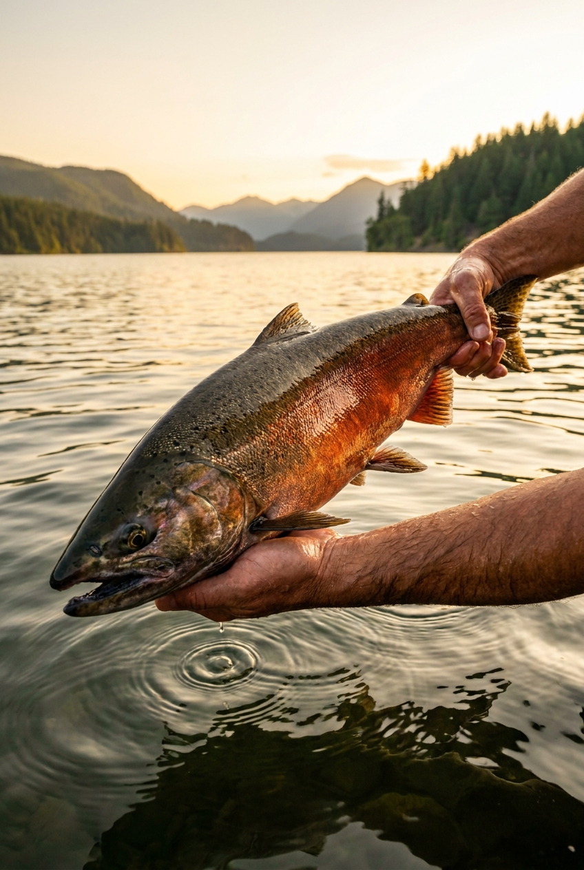 Chinook Salmon fishing on Detroit Lake, Oregon