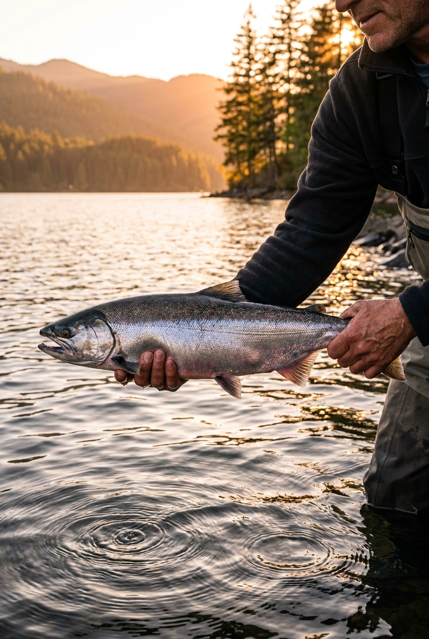 Coho Salmon fishing on Detroit Lake, Oregon