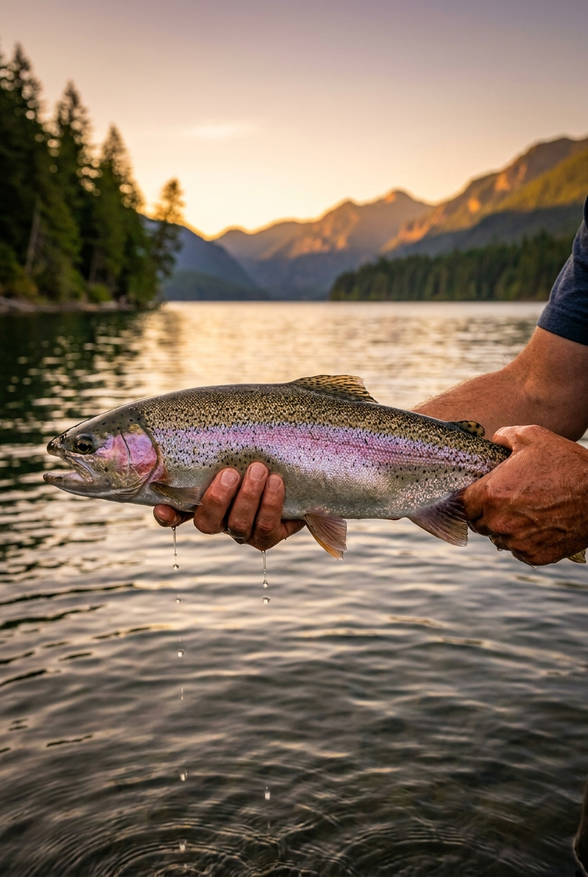Rainbow Trout fishing on Detroit Lake, Oregon