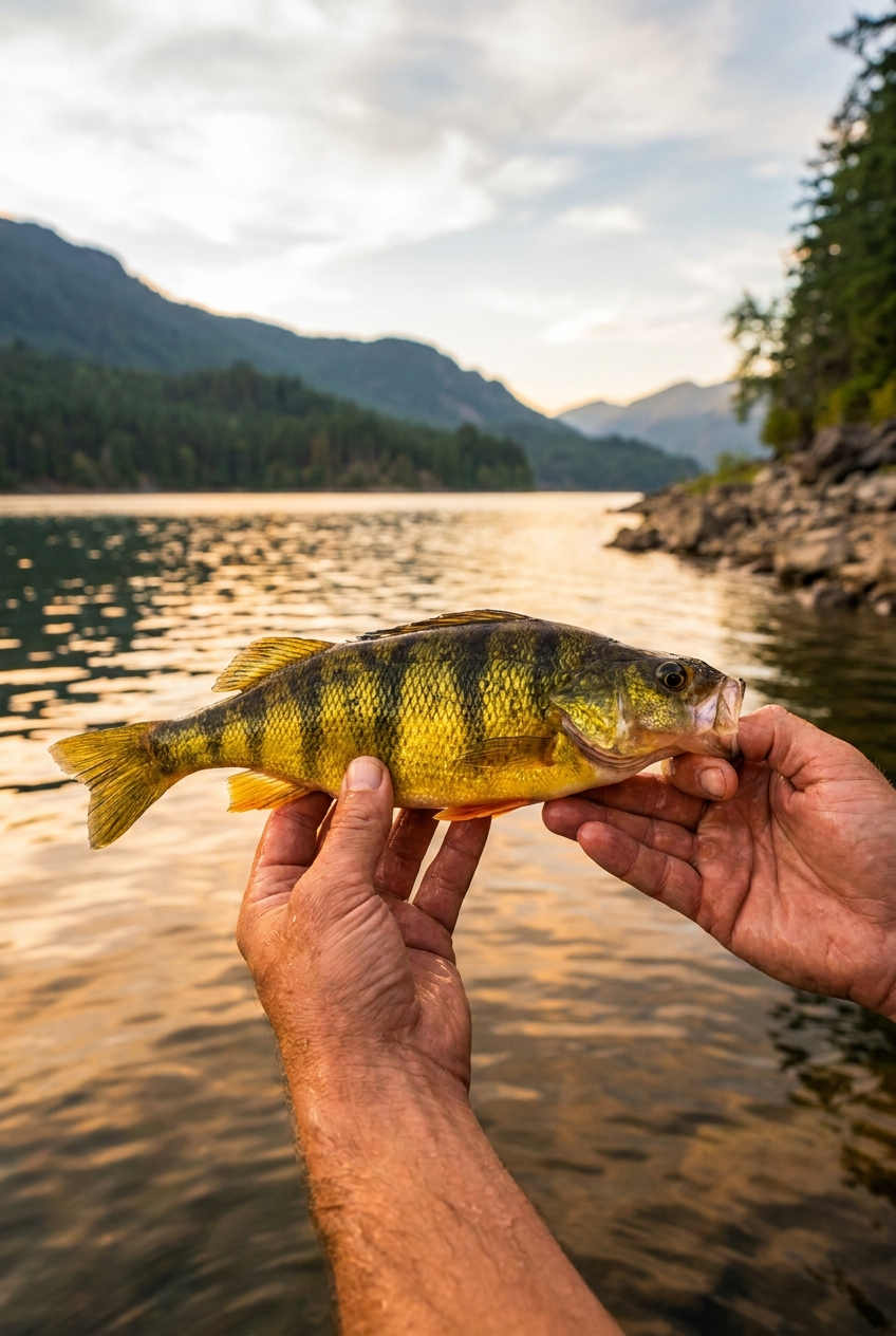 Yellow Perch fishing on Detroit Lake, Oregon