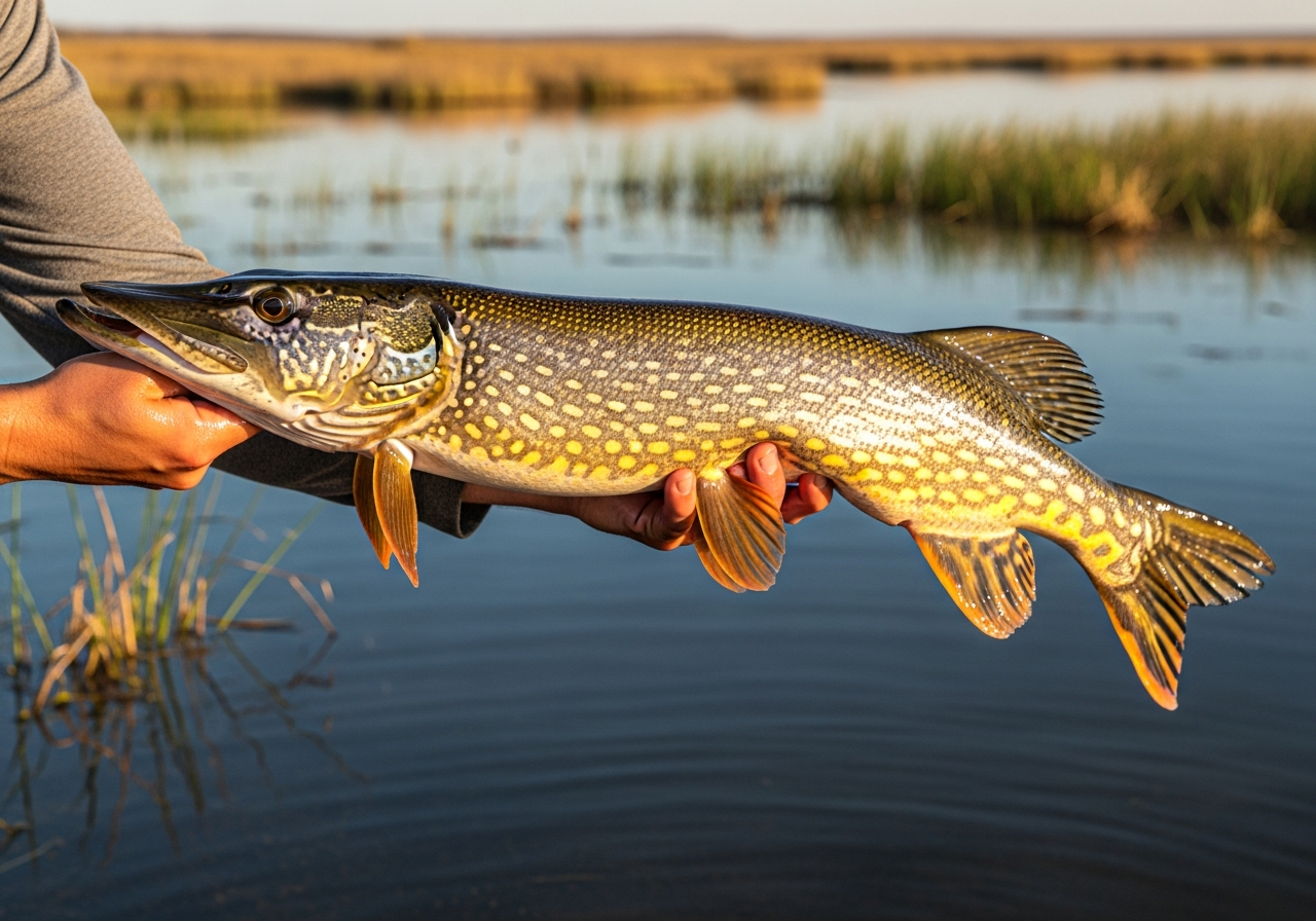 Northern Pike fishing on Devils Lake, North Dakota