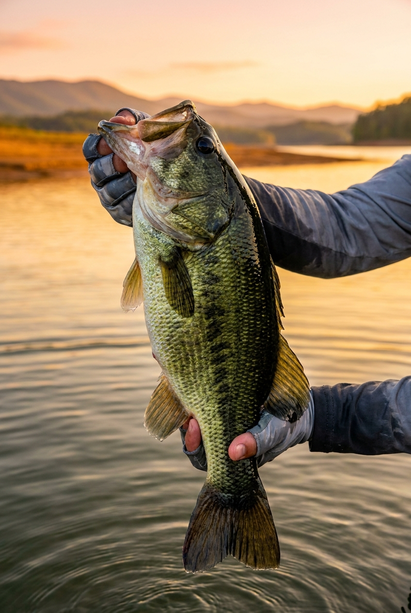 Largemouth Bass fishing on Douglas Lake, Tennessee
