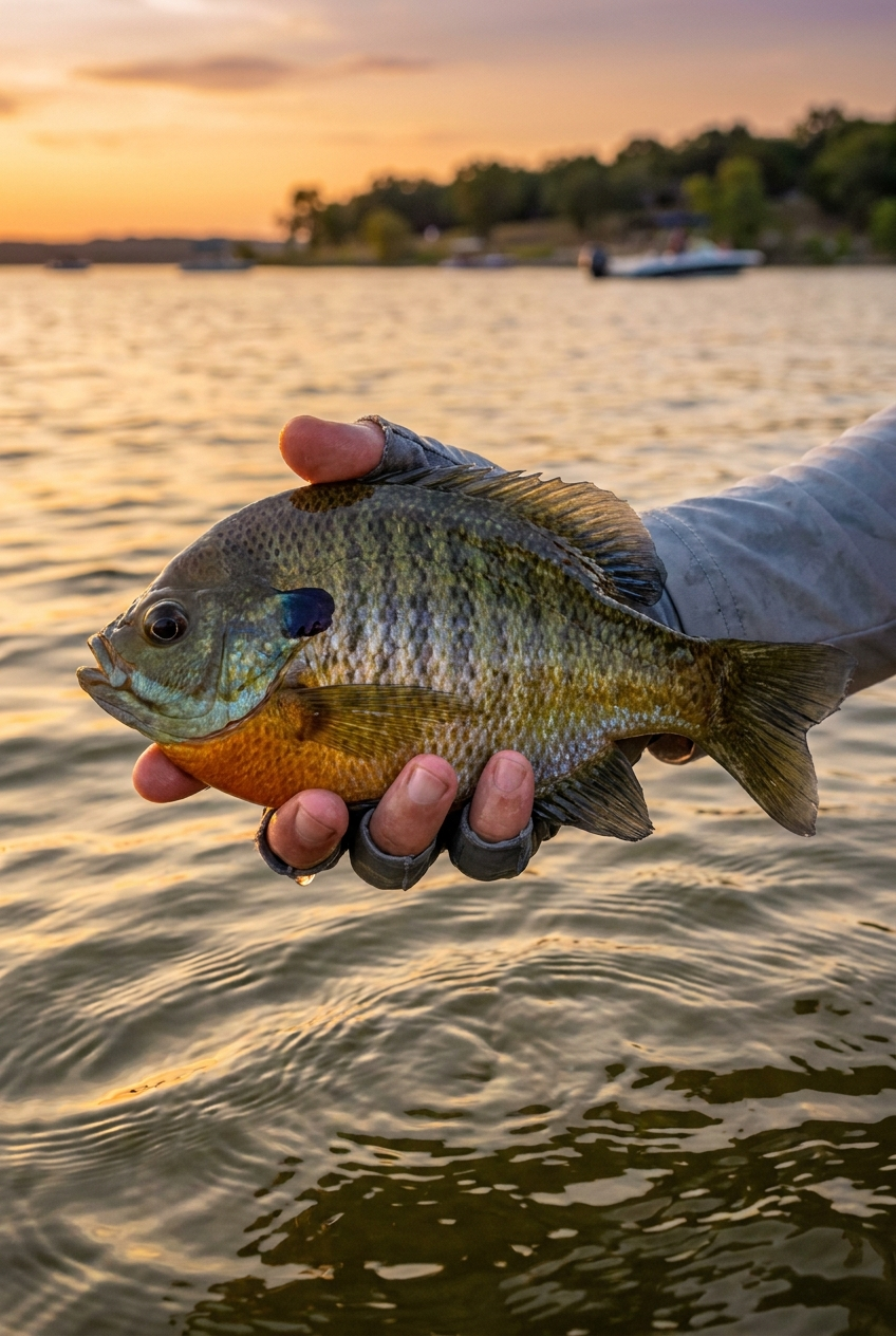 Bluegill fishing on Eagle Mountain Lake, Texas
