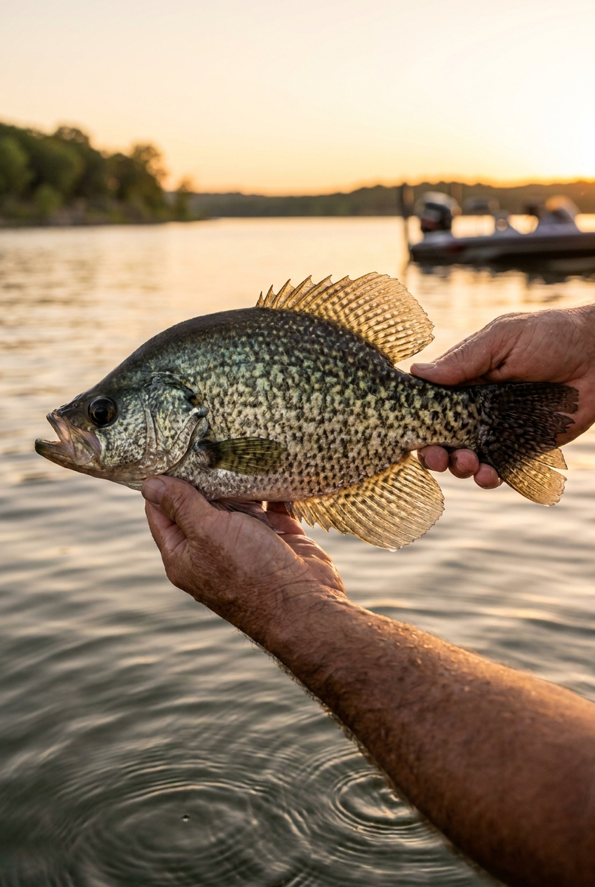 Crappie fishing on Eagle Mountain Lake, Texas