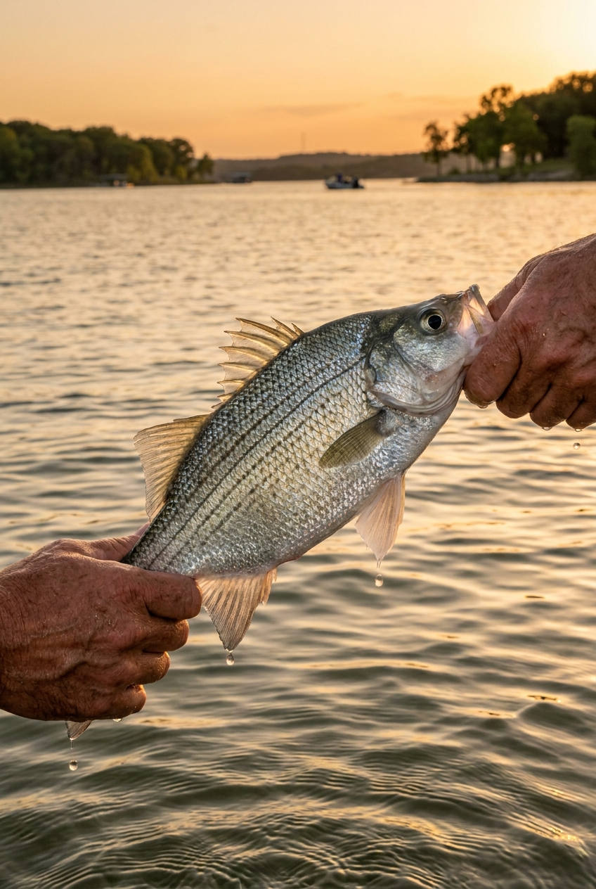 White Bass fishing on Eagle Mountain Lake, Texas