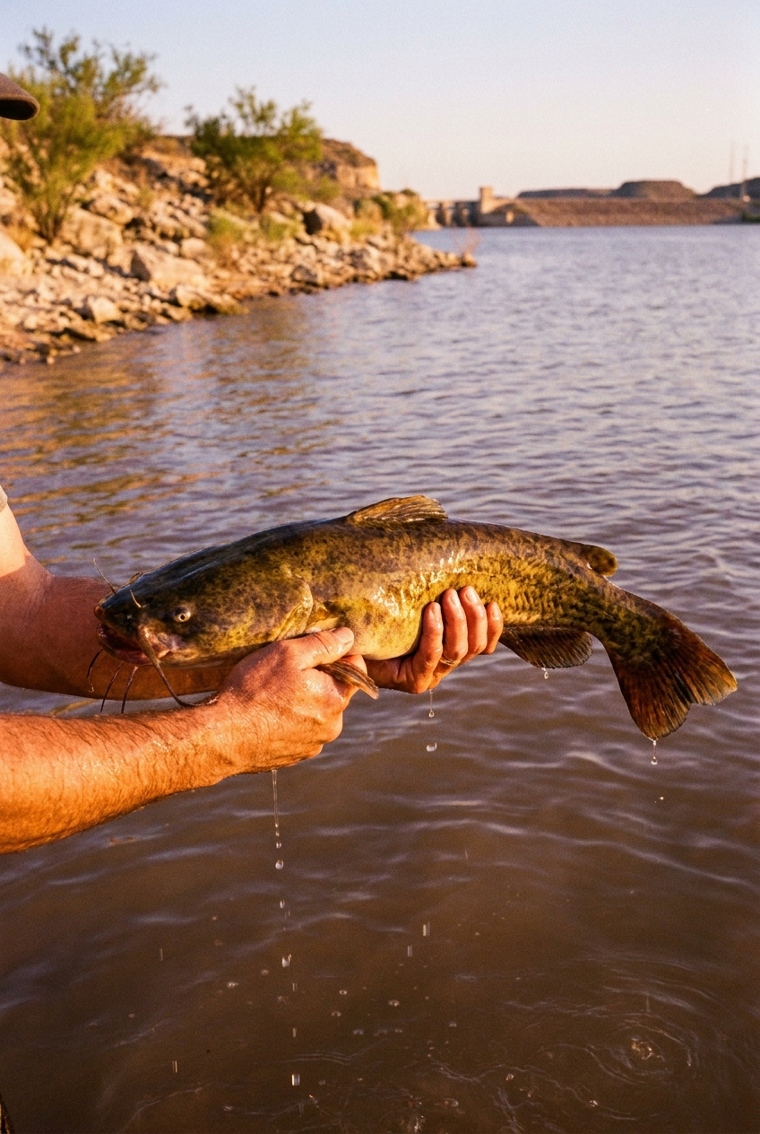 Flathead Catfish fishing on Falcon Lake, Texas