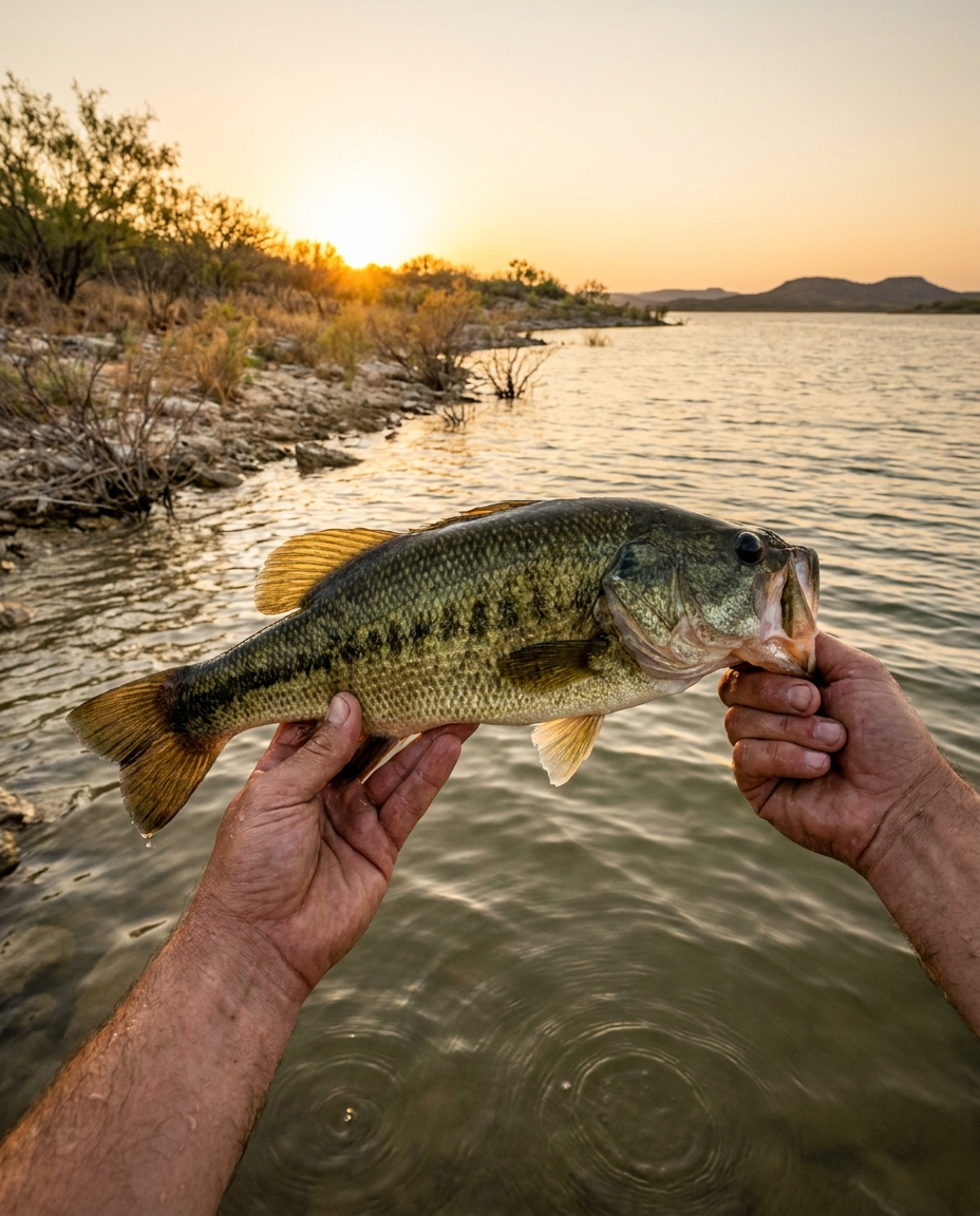 Largemouth Bass fishing on Falcon Lake, Texas