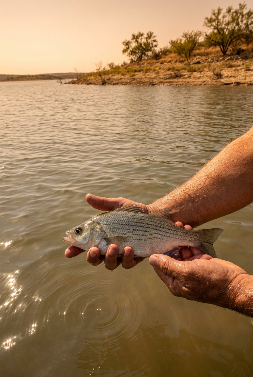 White Bass fishing on Falcon Lake, Texas