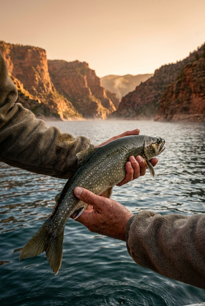 Lake Trout fishing on Flaming Gorge Reservoir, Utah