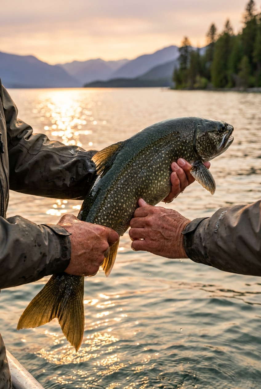 Lake Trout fishing on Flathead Lake, Montana