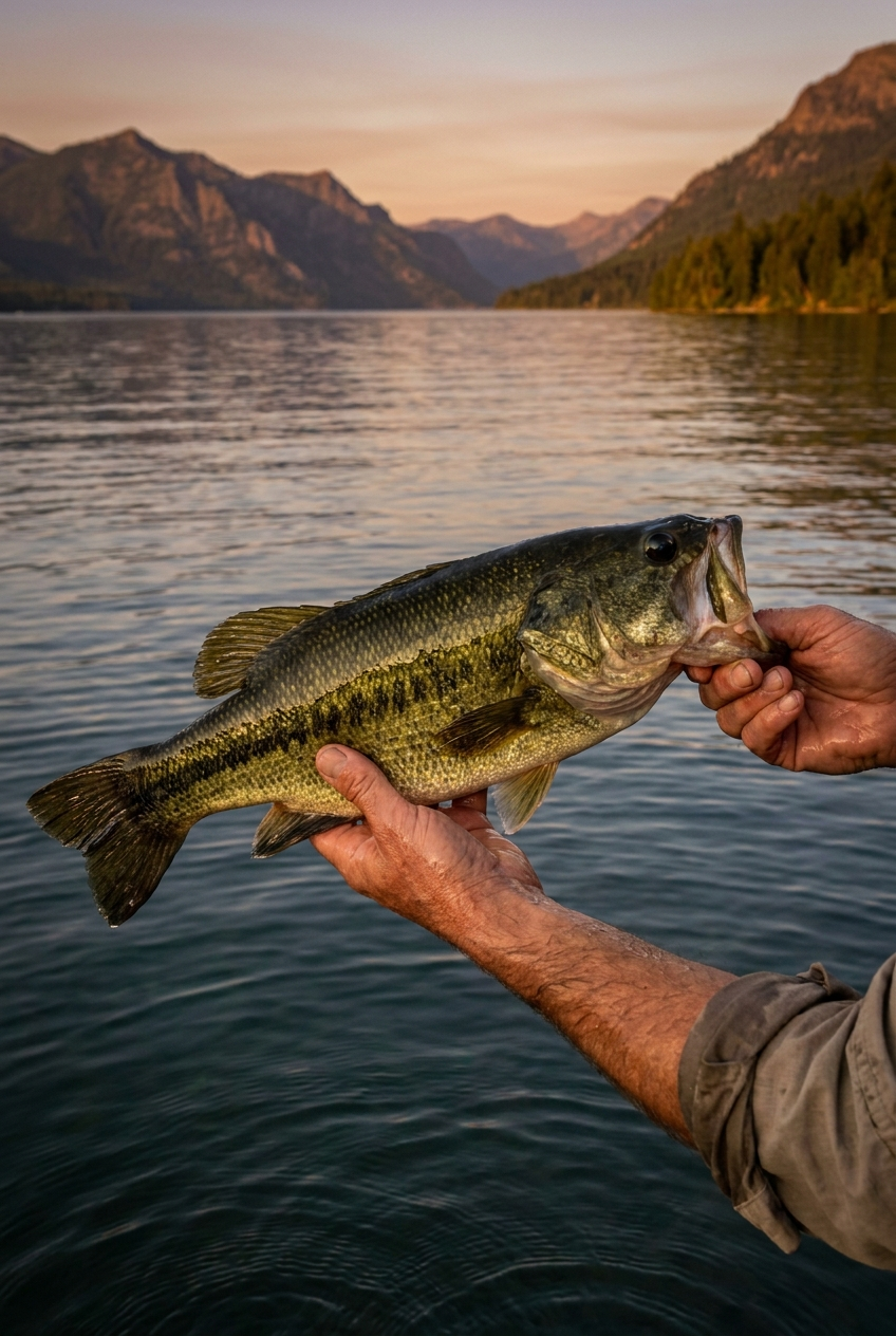 Largemouth Bass fishing on Flathead Lake, Montana