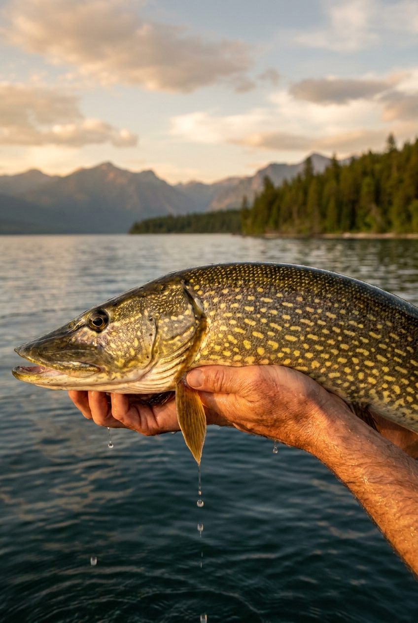 Northern Pike fishing on Flathead Lake, Montana