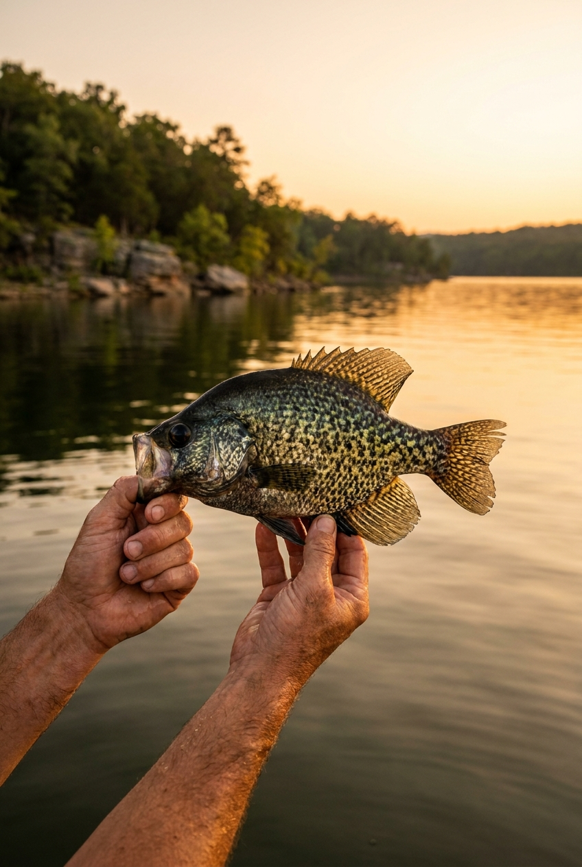 Crappie fishing on Greers Ferry Lake, Arkansas