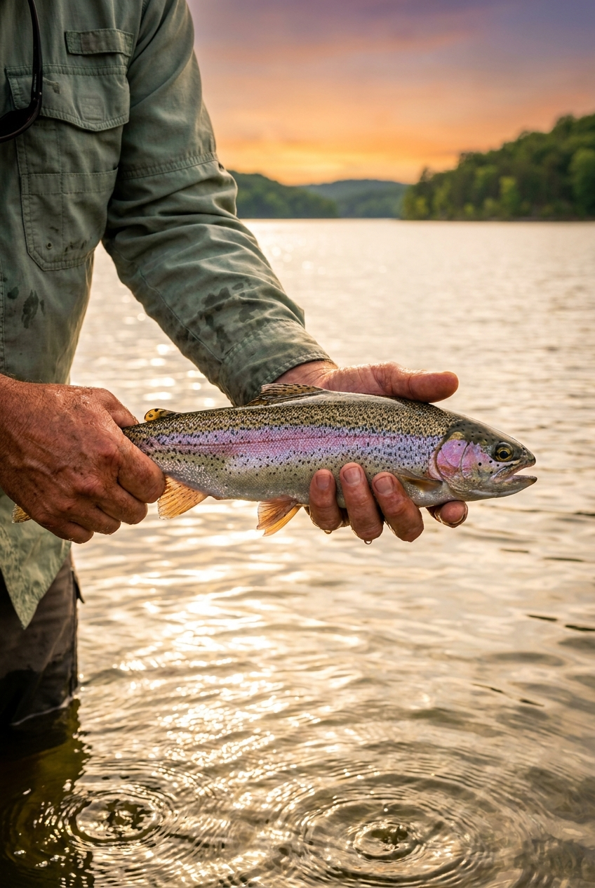 Rainbow Trout fishing on Greers Ferry Lake, Arkansas