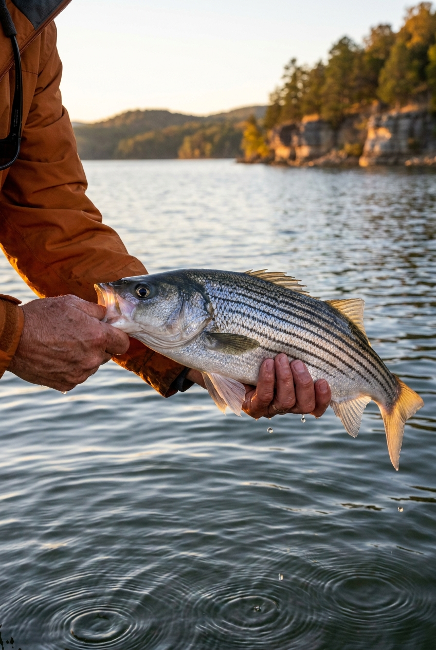 Striped Bass fishing on Greers Ferry Lake, Arkansas
