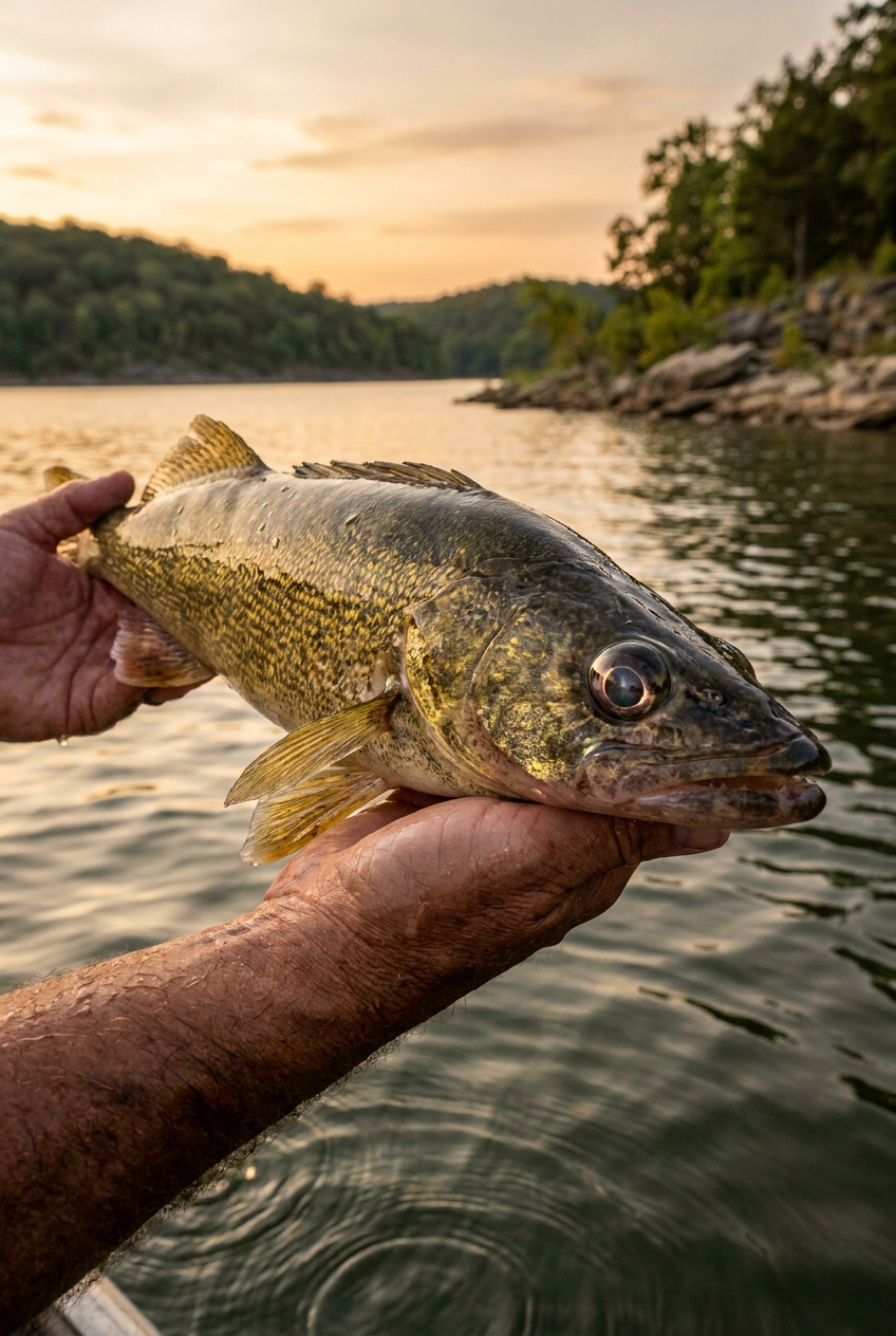 Walleye fishing on Greers Ferry Lake, Arkansas